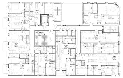a floor plan of a building with many different floors